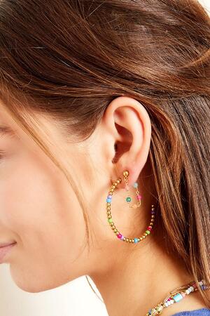 Renkli zincir küpeler - #summergirls koleksiyonu Silver Copper h5 Resim2